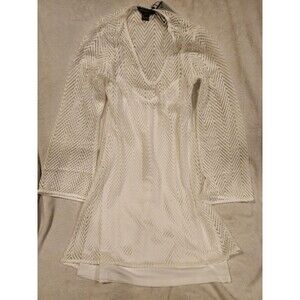 French Connection White Mini Dress Rudy Textured V Neck Size 6
